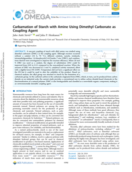 Carbamation of Starch with Amine Using Dimethyl Carbonate As Coupling Agent Juho Antti Sirviö*,† and Juha P