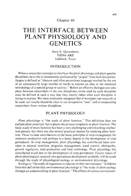 The Interface Between Plant Physiology and Genetics