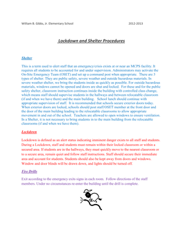Lockdown and Shelter Procedures