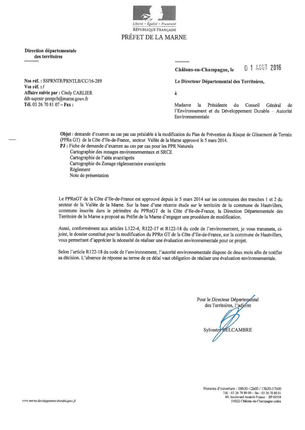 Modification Du Plan De Prévention Du Risque De Glissement De Terrain De La Côte D’Île-De-France Secteur De Vallée De La Marne, Tranches 1 Et 2