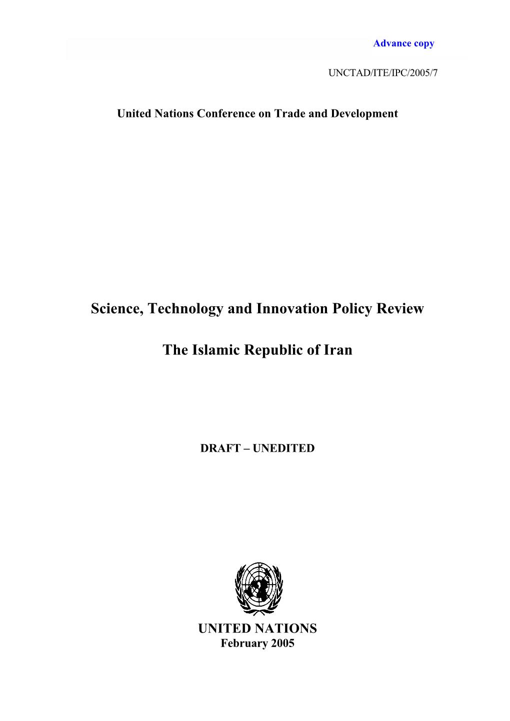 Science, Technology and Innovation Policy Review the Islamic Republic