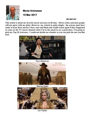 Movie Actresses 10 Mar 2017