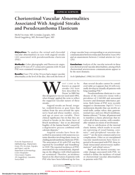 Chorioretinal Vascular Abnormalities Associated with Angioid Streaks and Pseudoxanthoma Elasticum