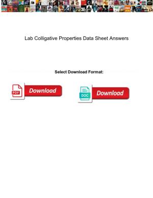 Lab Colligative Properties Data Sheet Answers