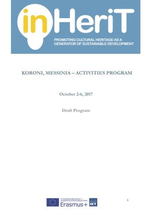 Koroni, Messinia – Activities Program