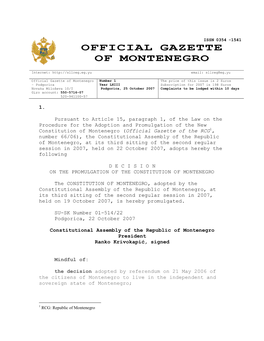Official Gazette of Montenegro
