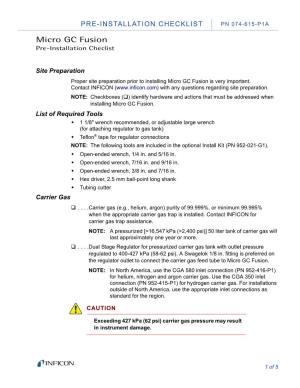 074-615-P1A Micro GC Fusion Pre-Installation Checklist