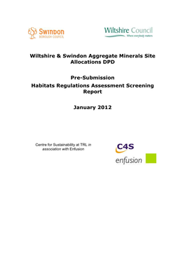 Pre-Submission Habitats Regulations Assessment Screening Report