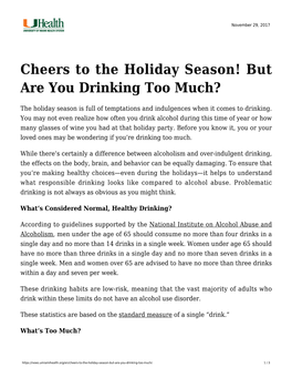 Cheers to the Holiday Season! but Are You Drinking Too Much?