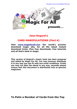 Jean Hugard's CARD MANIPULATIONS (Part 4) to Palm