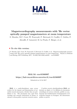 Magnetocardiography Measurements with 4He Vector Optically Pumped Magnetometers at Room Temperature S