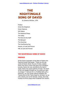 THE NIGHTINGALE SONG of DAVID by Octavius Winslow, 1876