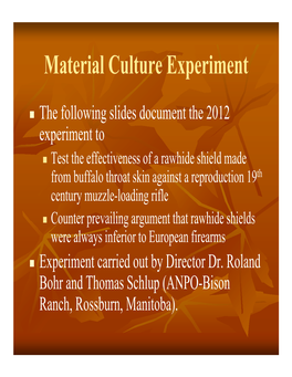 Material Culture Experiment