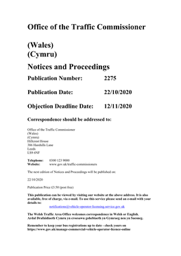 Notices and Proceedings for Wales 2275