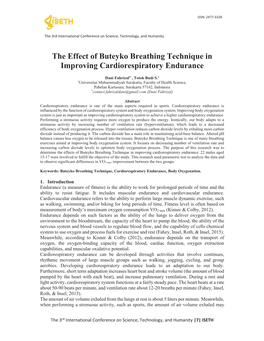 The Effect of Buteyko Breathing Technique in Improving Cardiorespiratory Endurance