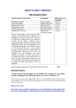 Host Family Profile