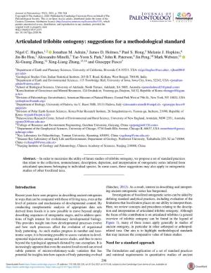 Articulated Trilobite Ontogeny: Suggestions for a Methodological Standard