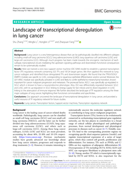 Landscape of Transcriptional Deregulation in Lung Cancer Shu Zhang1,2,3,4, Mingfa Li1, Hongbin Ji2,3,4,5* and Zhaoyuan Fang2,3,4,6*