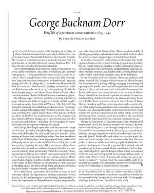 George Bucknam Dorr Brief Life of a Persistent Conservationist: 1853-1944 by Steven Pavlos Holmes