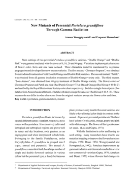 New Mutants of Perennial Portulaca Grandiflora Through Gamma Radiation