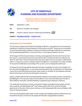City of Emeryville Planning and Building Department
