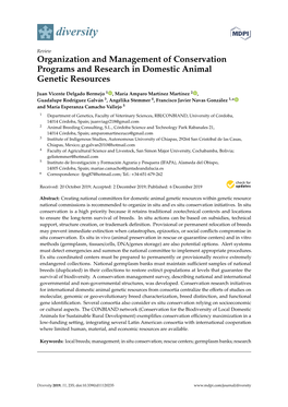 Organization and Management of Conservation Programs and Research in Domestic Animal Genetic Resources