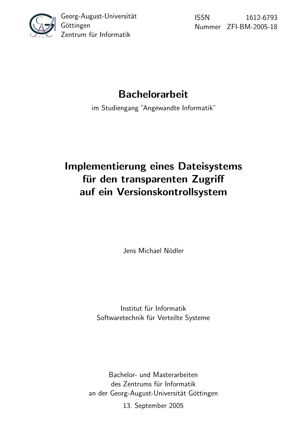 Bachelorarbeit Im Studiengang ”Angewandte Informatik”