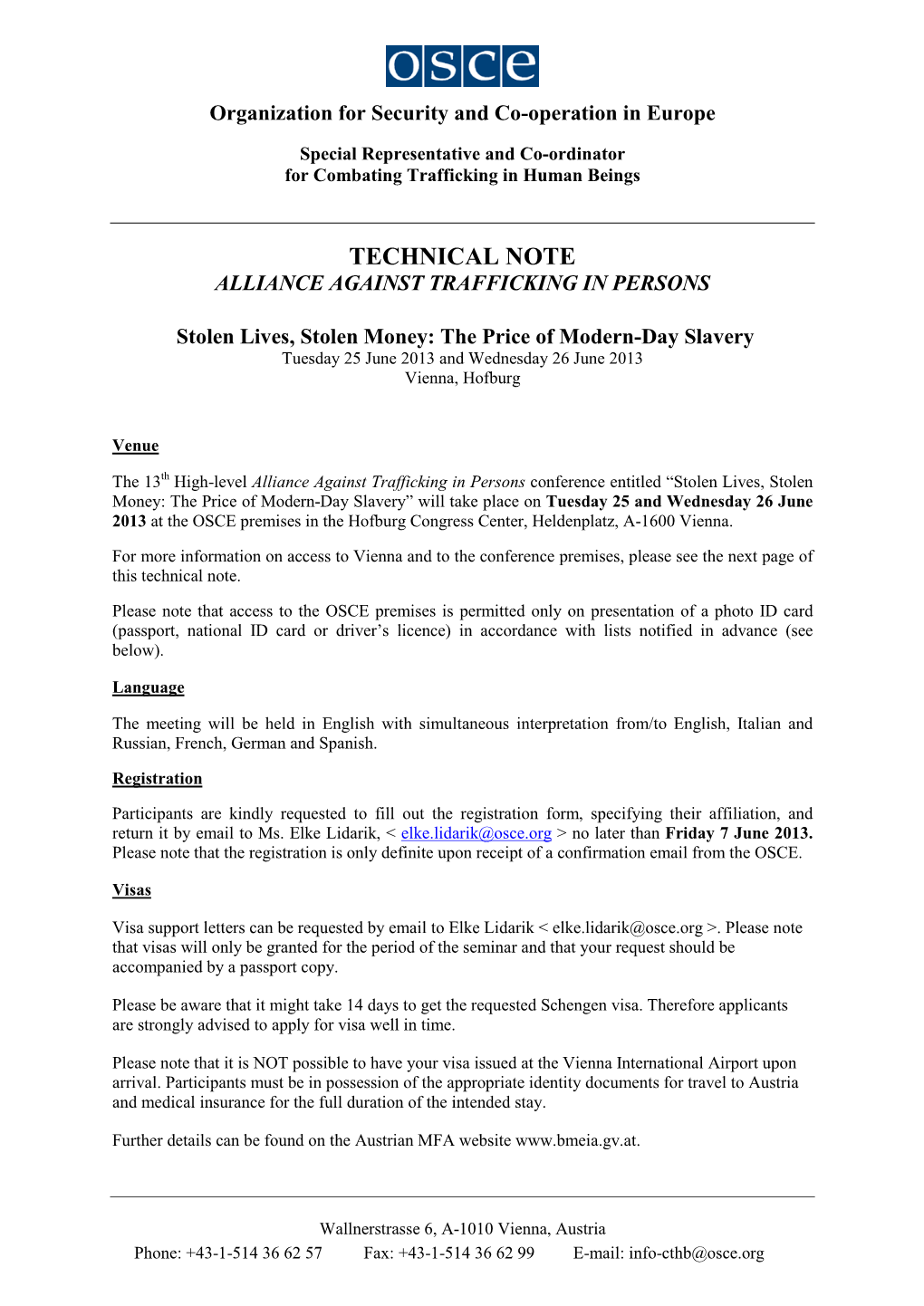 Technical Note Alliance Against Trafficking in Persons