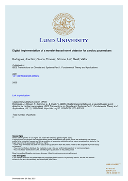 Digital Implementation of a Wavelet-Based Event Detector for Cardiac Pacemakers