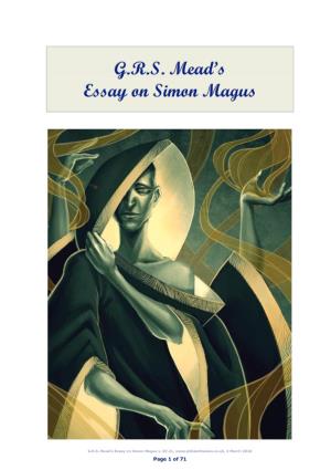 G.R.S. Mead's Essay on Simon Magus