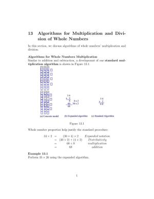 13 Algorithms for Multiplication and Divi- Sion of Whole Numbers