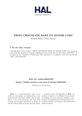 FROM CHOCOLATE BARS to MOTOR CARS Natsheh Basel, Cedric Parizot