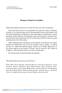 Homage to Daniel Gray Quillen