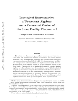 Topological Representation of Precontact Algebras and A