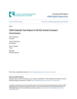 2004 Calendar Year Report to the Rio Grande Compact Commission