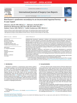 Boerhaave's Syndrome Secondary to an Incarcerated Inguinal Hernia: a Case Report