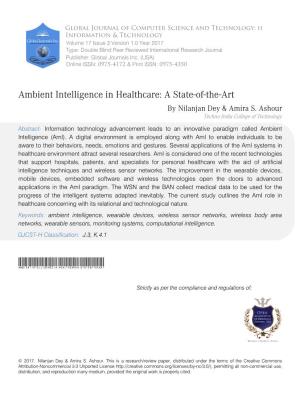Ambient Intelligence in Healthcare: a State-Of-The-Art
