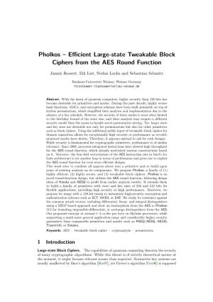 Efficient Large-State Tweakable Block Ciphers from the AES Round Function