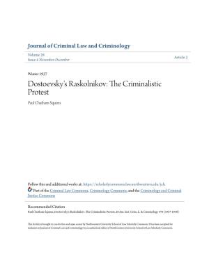 Dostoevsky's Raskolnikov: the Criminalistic Protest