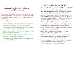 Gamma-Ray Bursts, Collapsars and Hypernovae