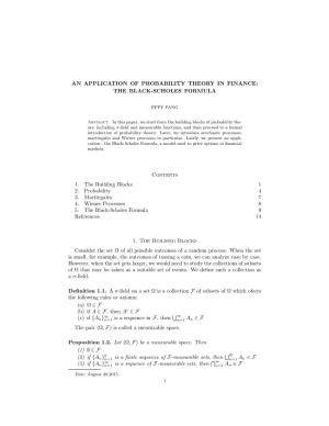An Application of Probability Theory in Finance: the Black-Scholes Formula