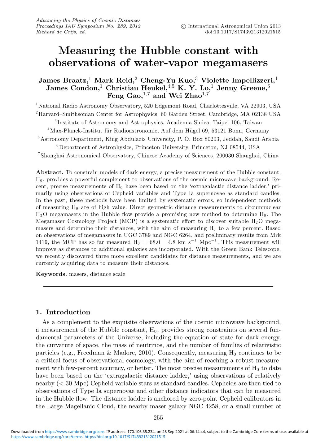 Measuring the Hubble Constant with Observations of Water-Vapor Megamasers