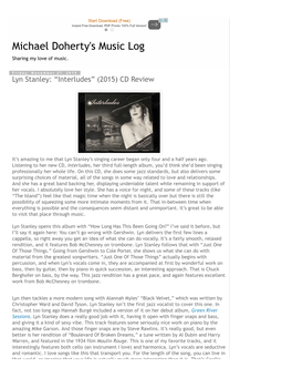 Michael Doherty's Music Log: Lyn Stanley: “Interludes” (2015) CD