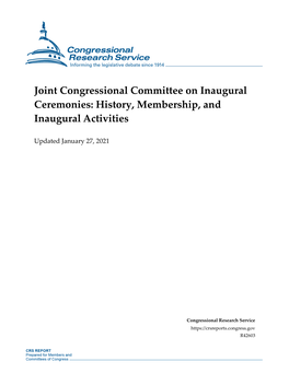 Joint Congressional Committee on Inaugural Ceremonies: History, Membership, and Inaugural Activities