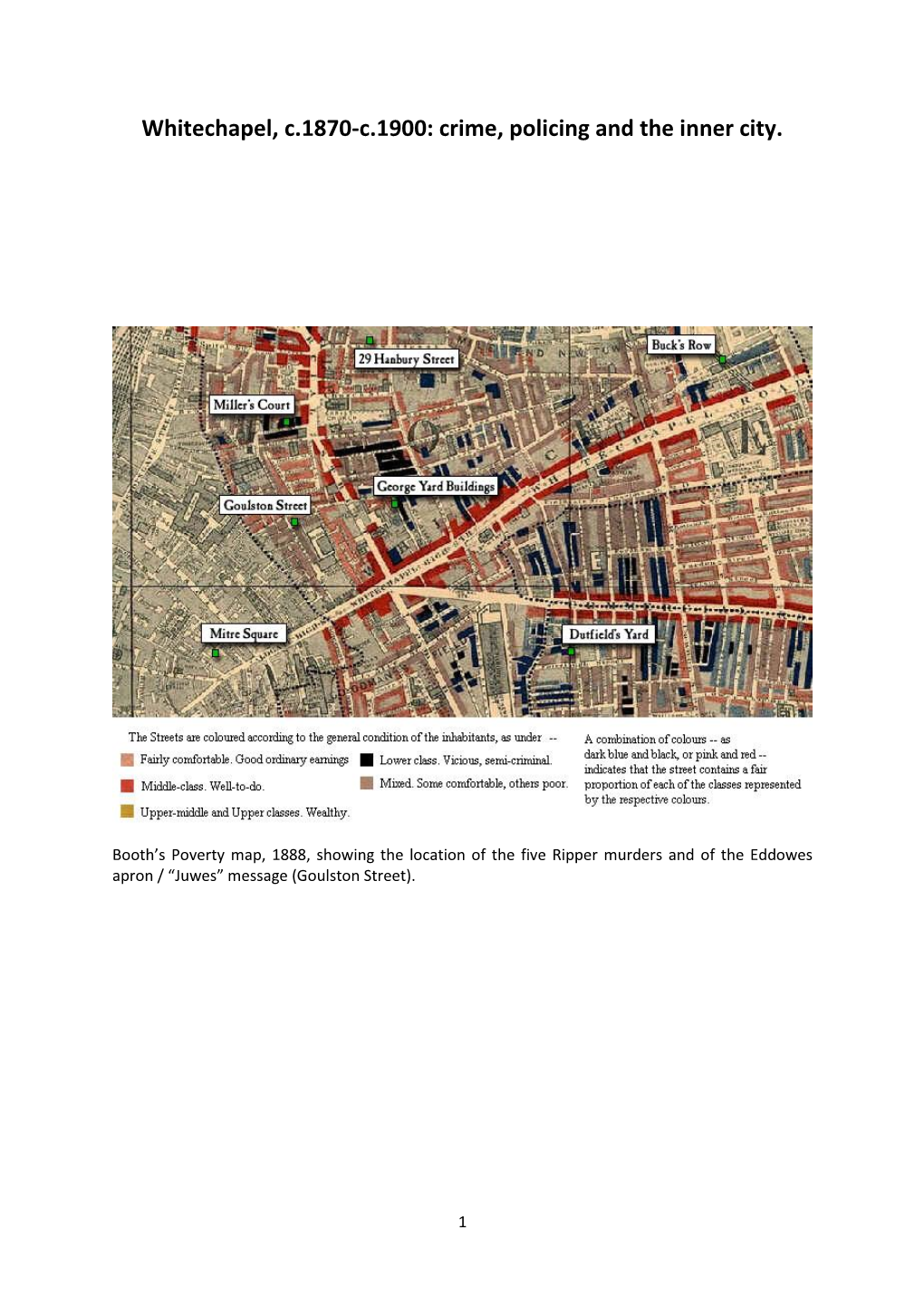 Whitechapel, C.1870-C.1900: Crime, Policing and the Inner City