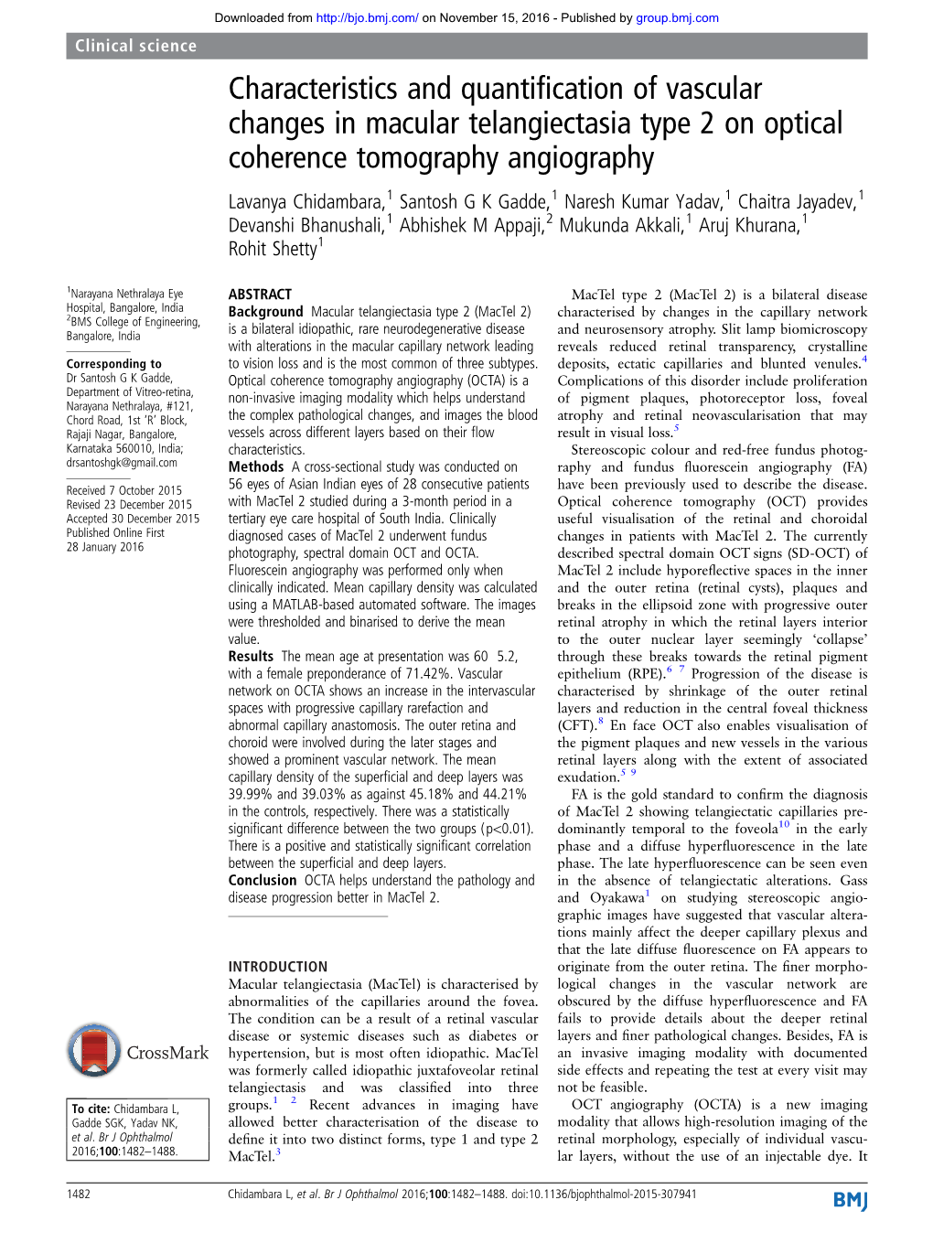 Characteristics and Quantification of Vascular Changes in Macular