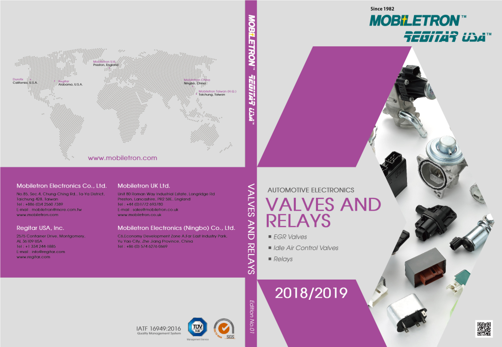 2018-2019 Valves and Relays Catalog