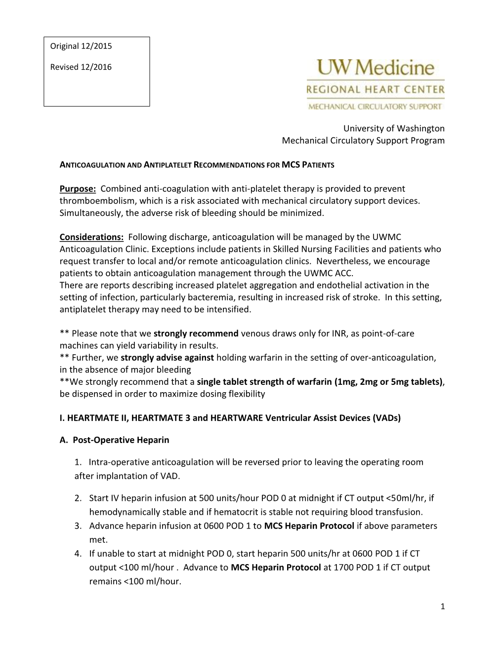 LVAD Anticoagulation Protocol DEC 2016 FINAL