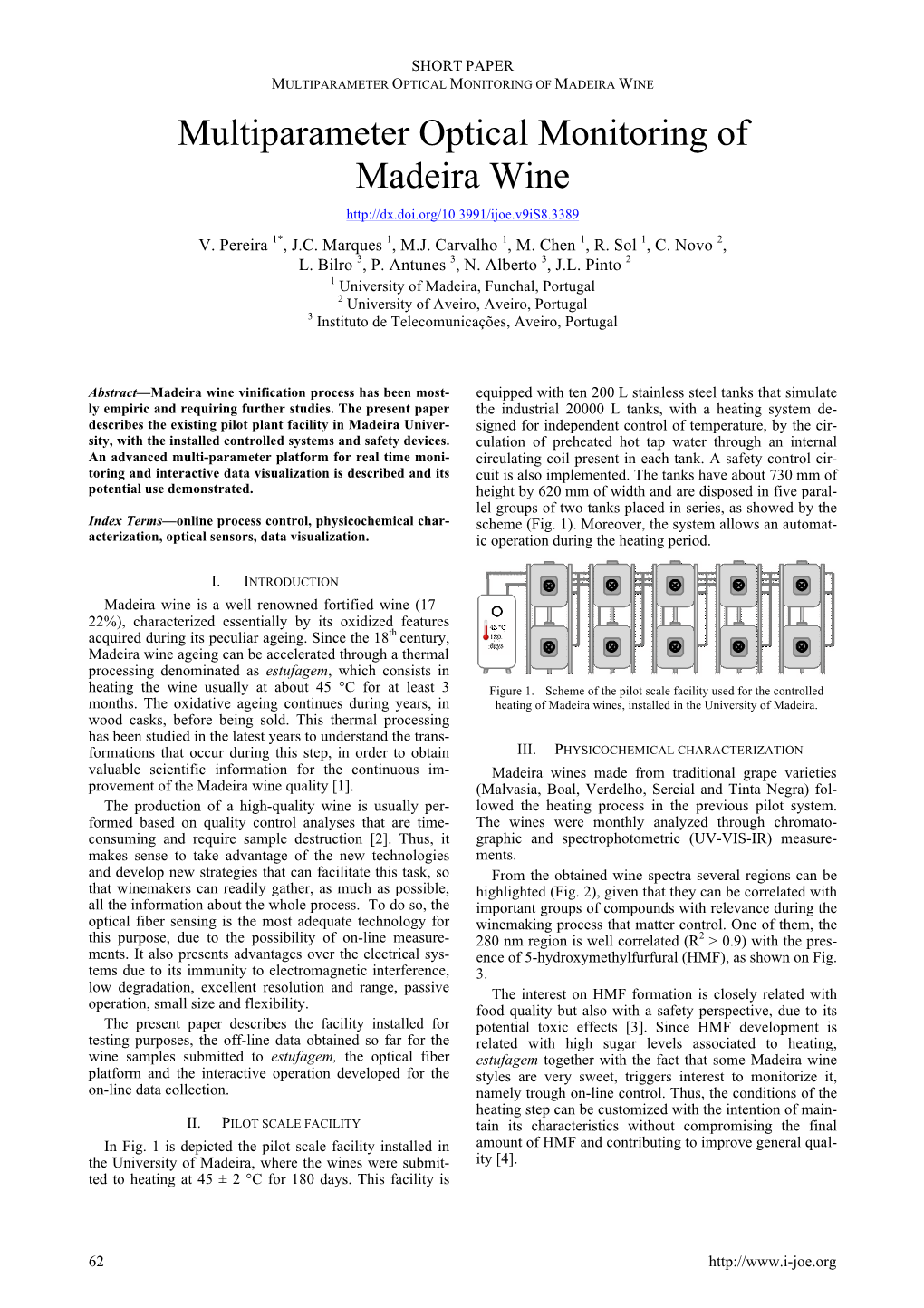 MULTIPARAMETER OPTICAL MONITORING of MADEIRA WINE Multiparameter Optical Monitoring of Madeira Wine V