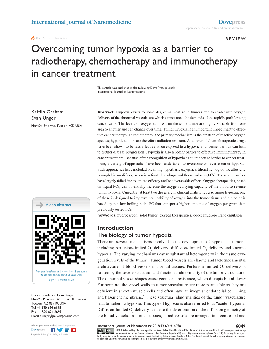 Overcoming Tumor Hypoxia As a Barrier to Radiotherapy, Chemotherapy and Immunotherapy in Cancer Treatment